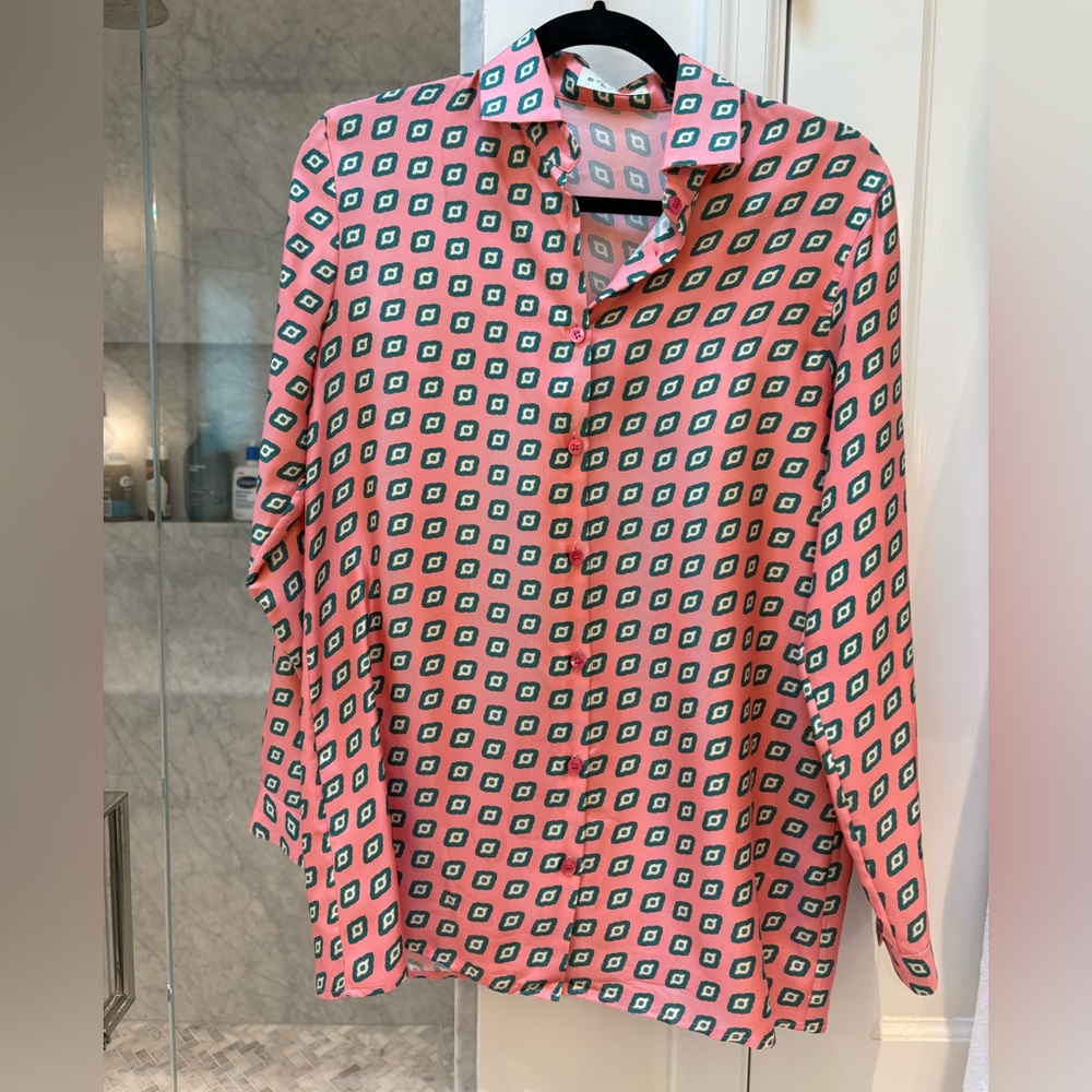 Etro Geometric Patterned Pink button down Shirt 38